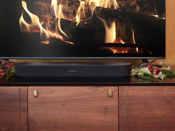 sonos soundbar in front of tv