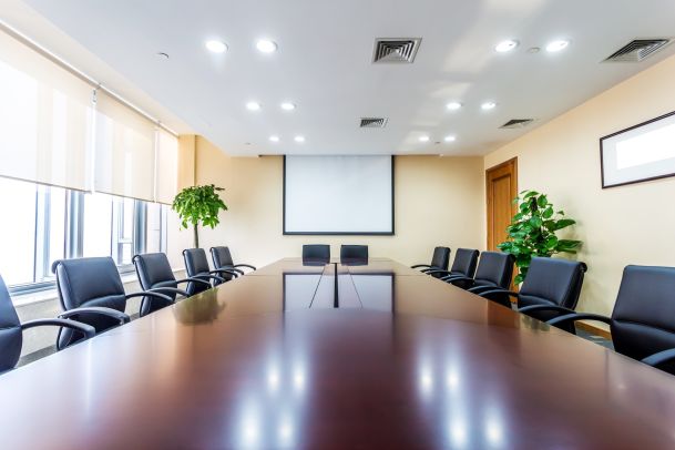Conference Room, wooden table, lighting