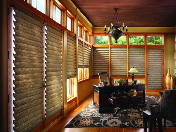 home office with hunter douglas shading
