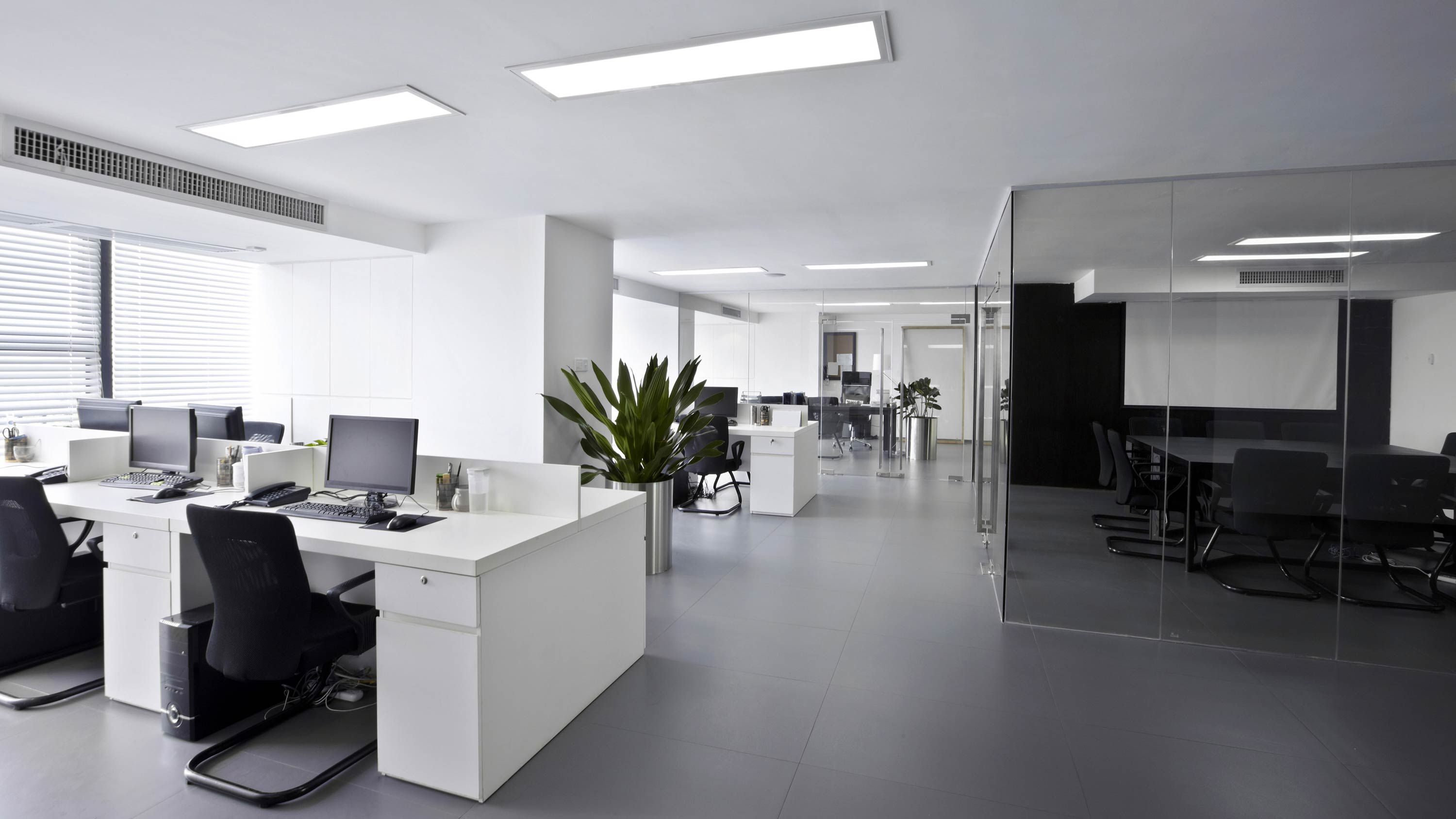 office automation, skylights, HVAC system above windows